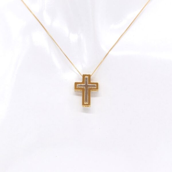 18K YG/WG 0.500ct Diamonds 8-way cross Necklace - Image 8