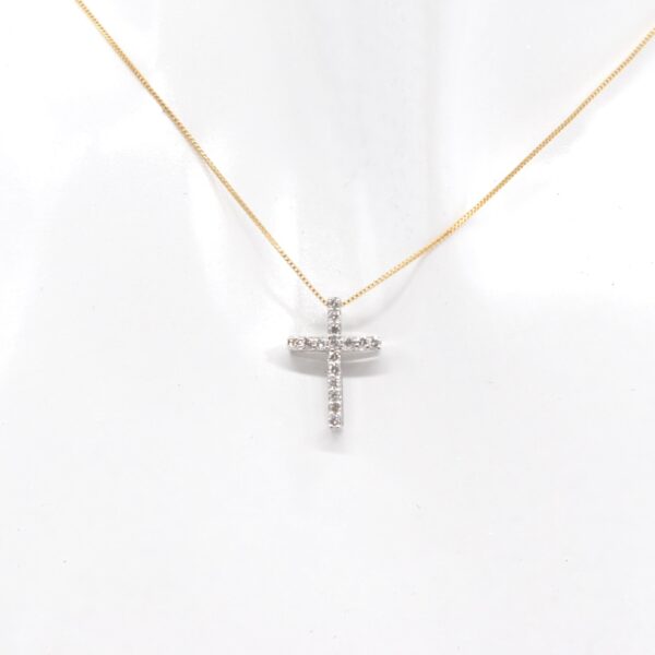 18K YG/WG 0.500ct Diamonds 8-way cross Necklace - Image 3