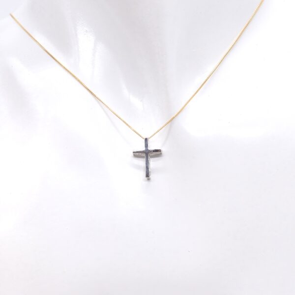 18K YG/WG 0.500ct Diamonds 8-way cross Necklace - Image 7