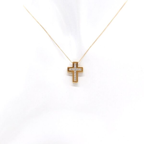 18K YG/WG 0.500ct Diamonds 8-way cross Necklace - Image 5