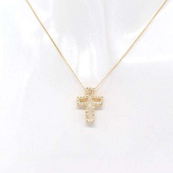 18K YG/WG 0.500ct Diamonds 8-way cross Necklace - Image 2