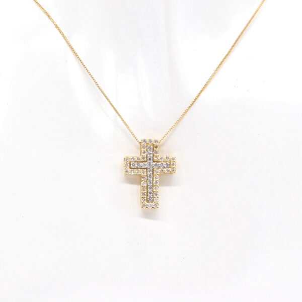 18K YG/WG 0.500ct Diamonds 8-way cross Necklace