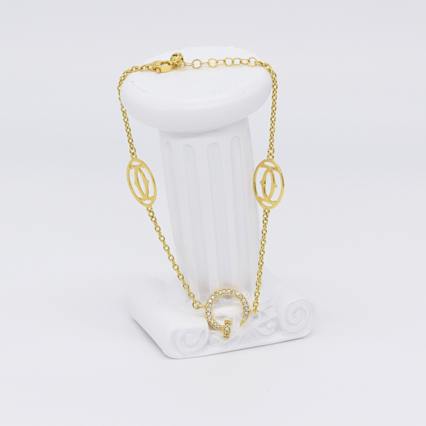 18K Centered Nail with CZ Bracelet