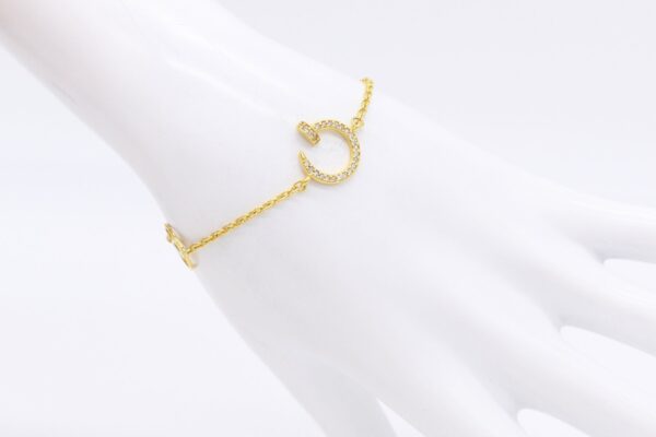 18K Centered Nail with CZ Bracelet - Image 2