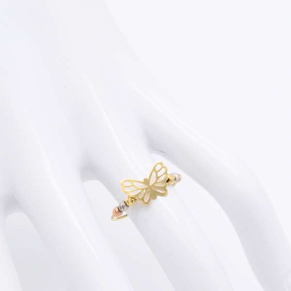 18K Butterfly with Tricolor Beads Ring