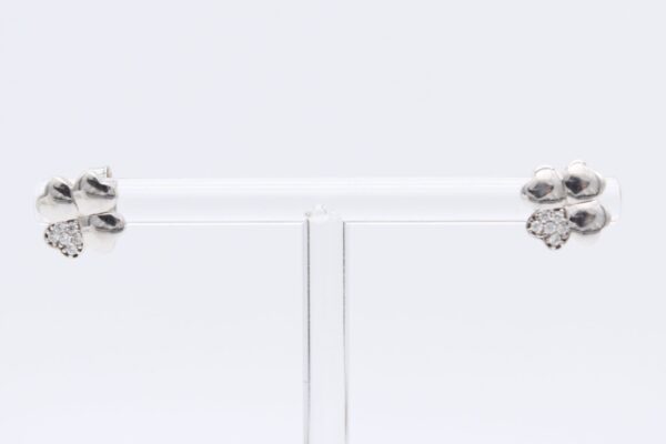18K CZ Four-Leaf Clover Stud Earrings - Image 3