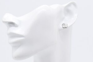 18K CZ Four-Leaf Clover Stud Earrings
