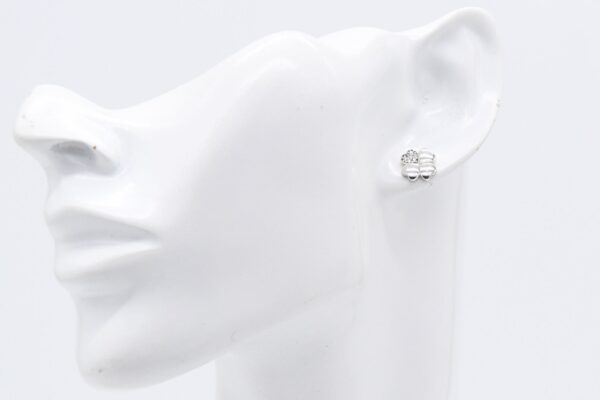 18K CZ Four-Leaf Clover Stud Earrings