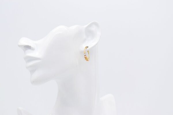 18K Tricolour Beads Hoops Earrings - Image 4