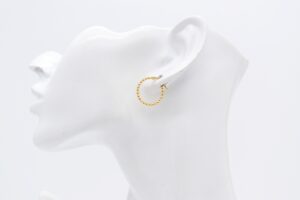 18K Beaded Huggie Hinged Earrings