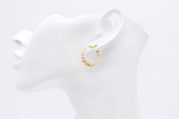 18K Tricolour Beads Hoops Earrings