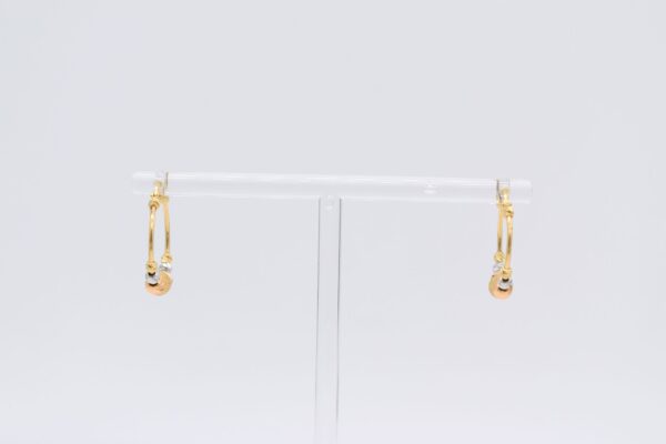 18K Tricolour Beads Hoops Earrings - Image 5