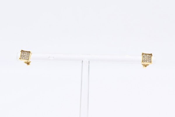 18K Square CZ paved Stud Earrings - Image 2