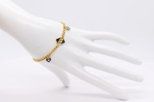 18K Evil's Eye Charm with Heart Bracelet