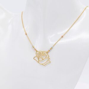 18K Three-Tone Rose Necklace
