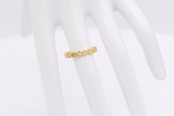 18K Honeycomb with CZ Stones