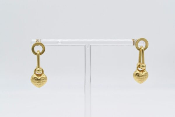 18K Heart Hardware Dangling Earrings - Image 2