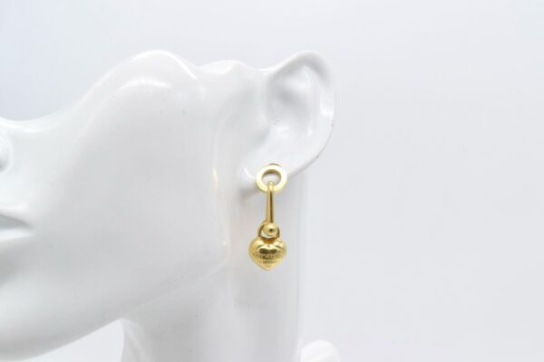 18K Heart Hardware Dangling Earrings