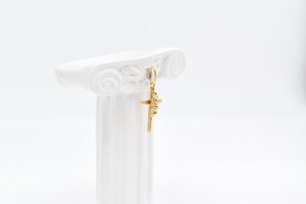 18K Beaded Cross Pendant - Image 2
