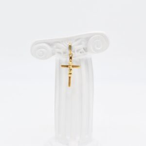 18K Beaded Cross Pendant