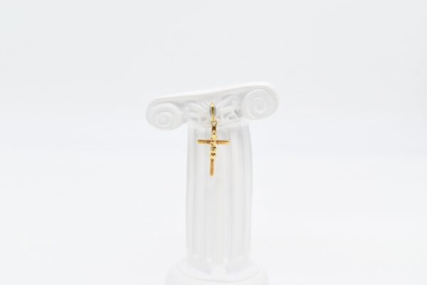 18K Beaded Cross Pendant - Image 3
