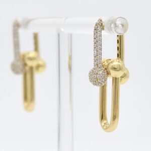18K Hardware Earrings with CZ Stones