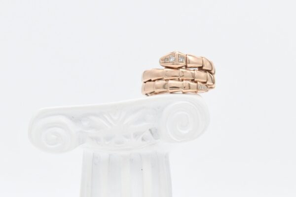 18K Snake Ring with Natural Diamonds - Image 2