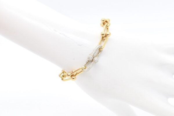 18K Hardware Bracelet with Centered CZ Stones - Image 2