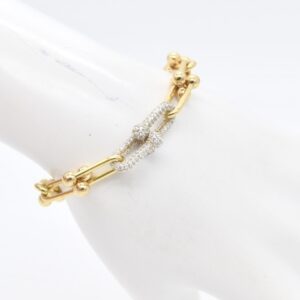 18K Hardware Bracelet with Centered CZ Stones