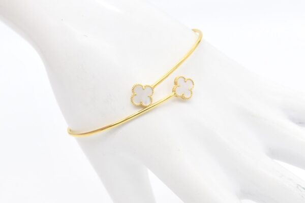 18K Dainty MOP Clover Bangle