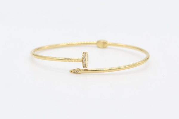 18K Nail Bangle with CZ Stones - Image 2