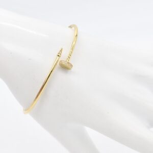 18K Nail Bangle with CZ Stones