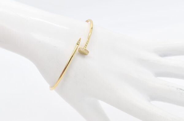 18K Nail Bangle with CZ Stones