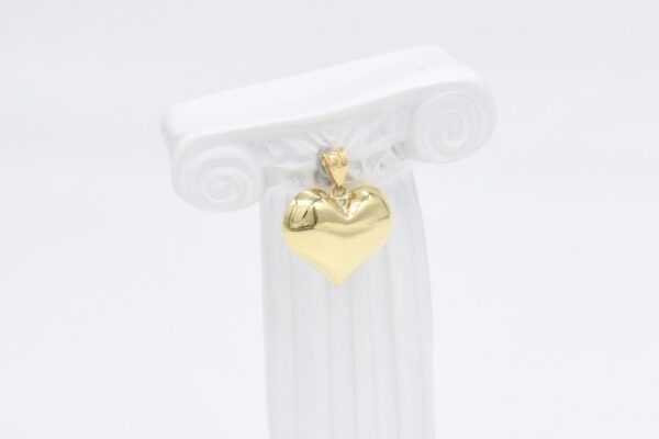 18K Two-Tone Puff Heart Pendant - Image 2