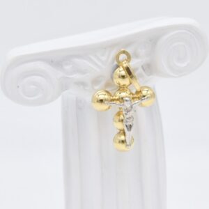 18K Bubble Cross with White Gold Jesus Pendant