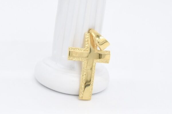 18K Diacut Edge Styled Cross Pendant - Image 2