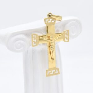 18K Cross with Greek Design Pendant
