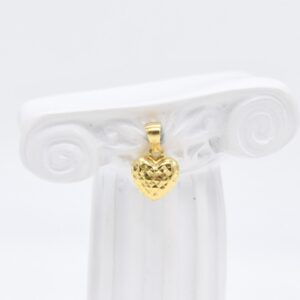 18K Dainty Diacut Puff Heart Pendant