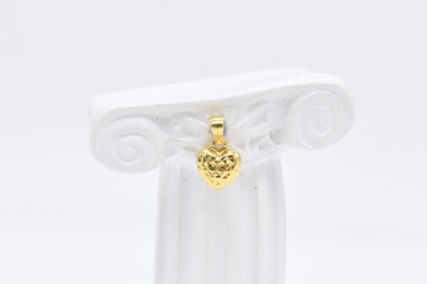 18K Dainty Diacut Puff Heart Pendant