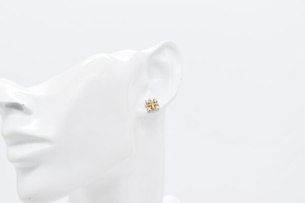 18K Two-Tone T-Inspired Diamond Stud Earrings - Image 2