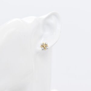 18K Two-Tone T-Inspired Diamond Stud Earrings