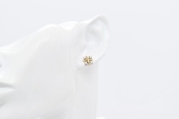 18K Two-Tone T-Inspired Diamond Stud Earrings