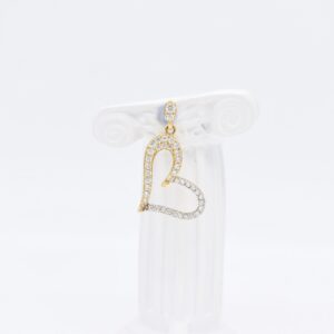 18K Open-Heart Pendant with CZ Stones