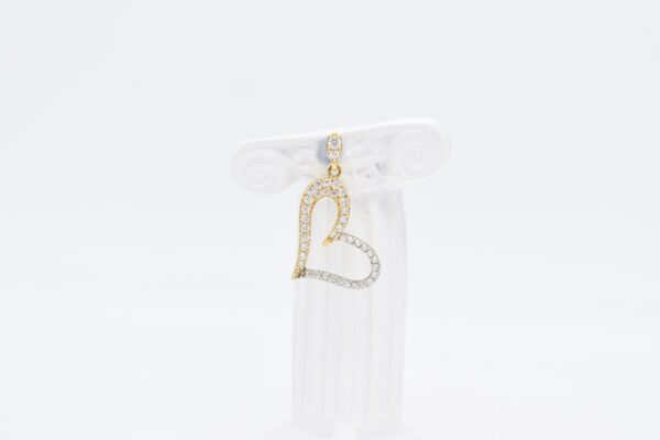 18K Open-Heart Pendant with CZ Stones