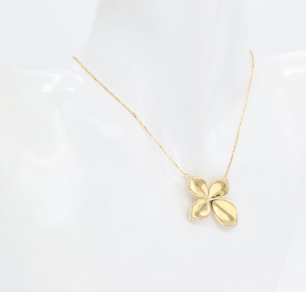 18K Flower Necklace with CZ Stones
