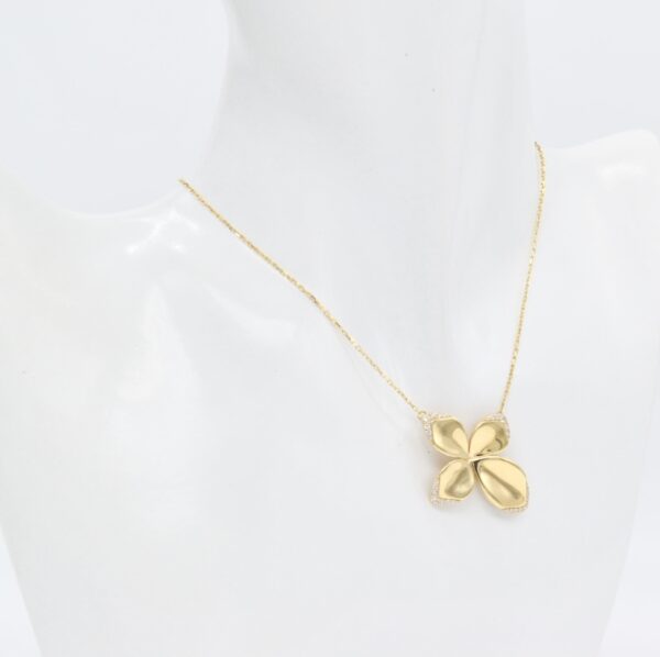 18K Flower Necklace with CZ Stones - Image 2
