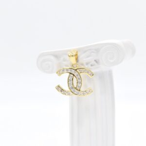 18K CC Pendant with CZ Stones