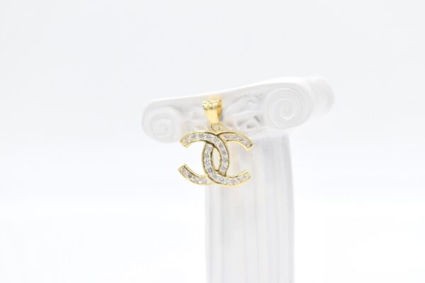 18K CC Pendant with CZ Stones
