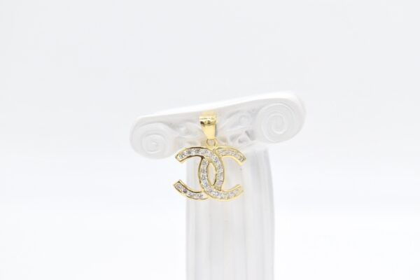 18K CC Pendant with CZ Stones - Image 2