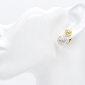 18K Two Tone Double Ball Drop Earrings